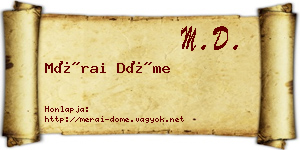 Mérai Döme névjegykártya